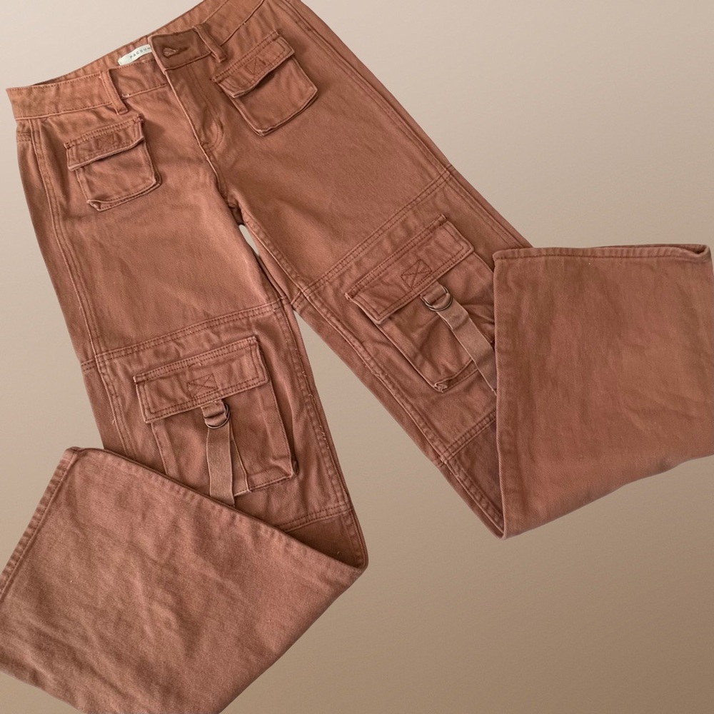Pacsun Eco Low Rise 100% Cotton Brown Boyfriend Cargo Utility Pants Sz23 XXS